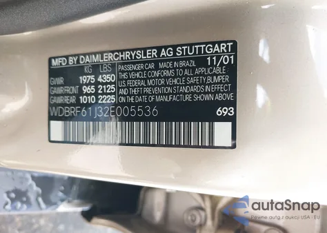 2002 Mercedes-Benz C 240 z USA, uszkodzony, nr VIN WDBRF61J32E005536